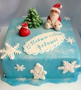 Торт с Дедом Морозом снежный
