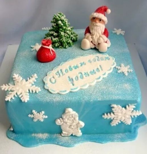 Торт с Дедом Морозом снежный