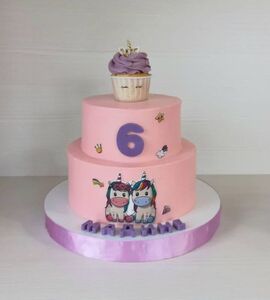 Торт для девочки двухъярусный на 6 лет №133325