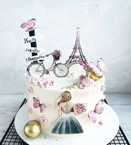 Торт с Эйфелевой башней сливочный №128024