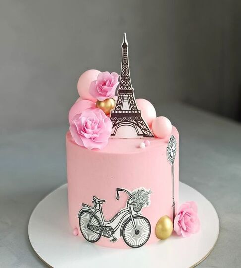 Торт с Эйфелевой башней розовый №128029
