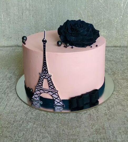 Торт с Эйфелевой башней черно-розовый №128030