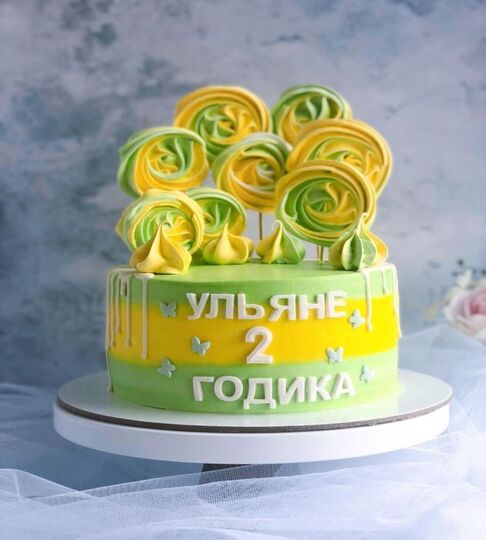 Торт зеленый девочке на 2 годика №151601