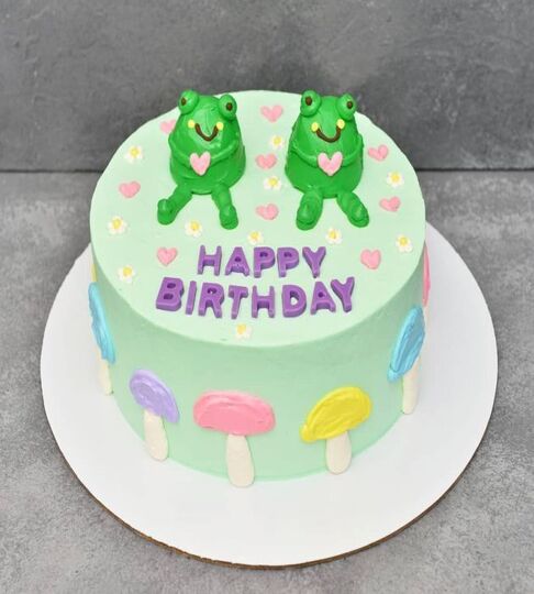 Торт зеленый девочке с жабами №151615