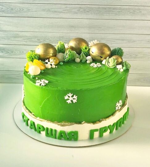Торт зеленый с шарами девочке №151634