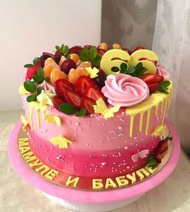 Торт розовый на 66 лет женщине №110211