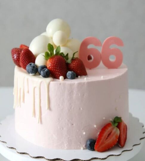 Торт на 66 лет женщине без мастики №110215