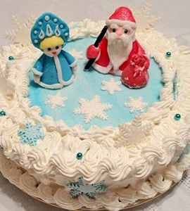 Торт Новогодний без мастики с Дедом Морозом