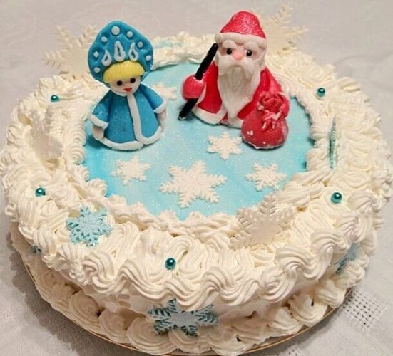Торт Новогодний без мастики с Дедом Морозом