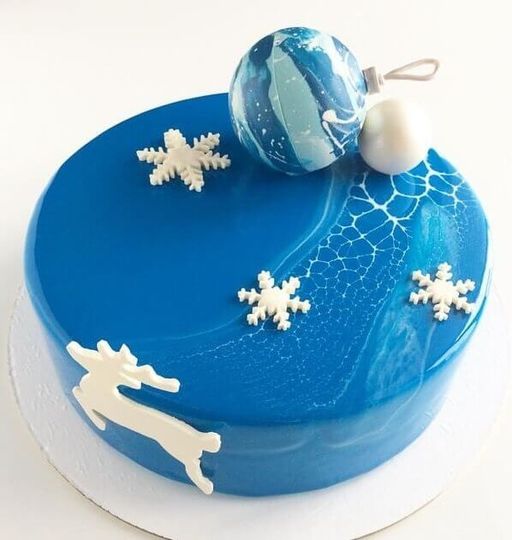 Торт Новогодний гелевый голубой
