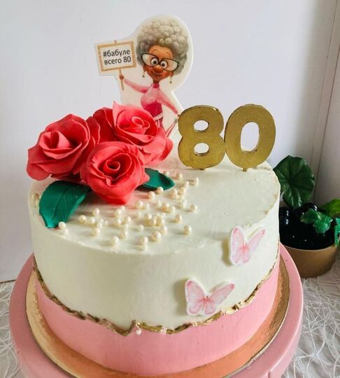 Торт на 86 лет женщине с розами№111813