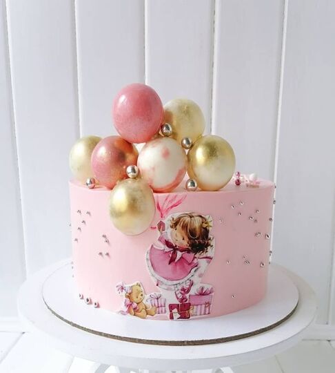 Торт девочка с шарами для малышки №134333