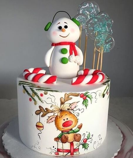 Торт веселый снеговик