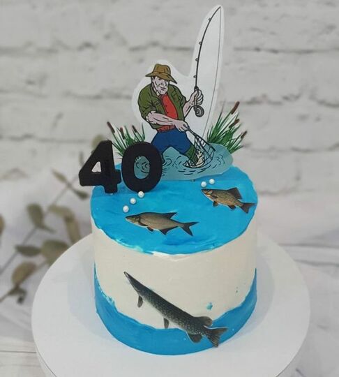 Торт на 40 лет мужчине рыбалка №475629