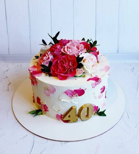 Торт на 40 лет цветочный №475522