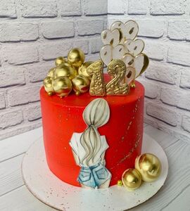 Торт красный с золотом №139129