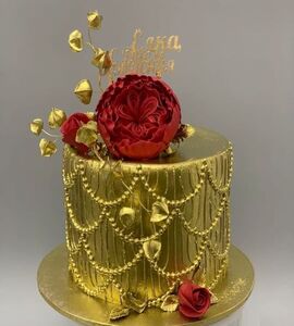 Торт красный с золотом №139140