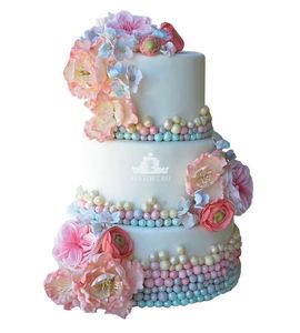 Свадебный торт с жемчугом №132001