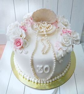 Свадебный торт с жемчугом №132006