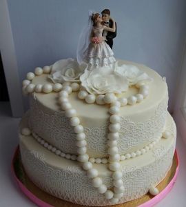 Свадебный торт с жемчугом №132010