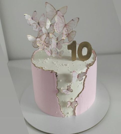 Торт розово-белый №142601