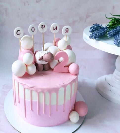 Торт розово-белый №142608
