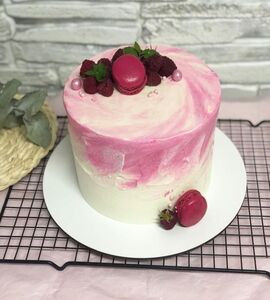 Торт розово-белый №142622