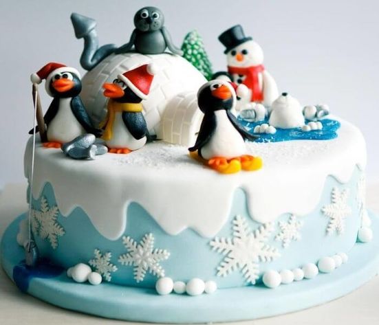 Торт пингвины на южном полюсе