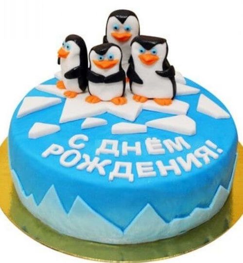 Торт с пингвинами на льдине