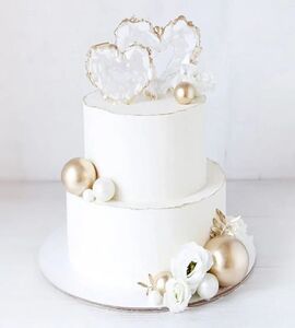 Торт свадебный двухъярусный без мастики №143902