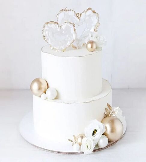Торт свадебный двухъярусный без мастики №143902