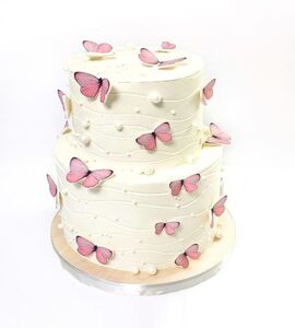 Торт свадебный двухъярусный без мастики №143904