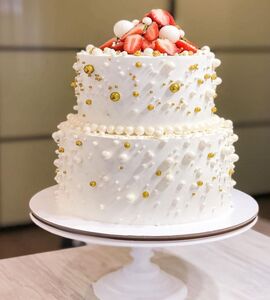 Торт свадебный двухъярусный без мастики №143908