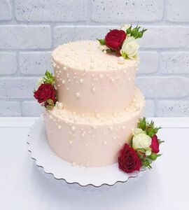 Торт свадебный двухъярусный без мастики №143911