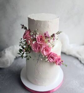 Торт свадебный двухъярусный без мастики №143918