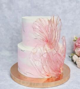 Торт свадебный двухъярусный без мастики №143924