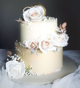 Торт свадебный двухъярусный без мастики №143925