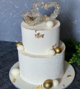 Торт свадебный двухъярусный без мастики №143929