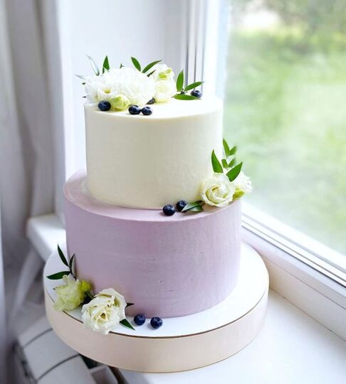 Торт свадебный двухъярусный без мастики №143930