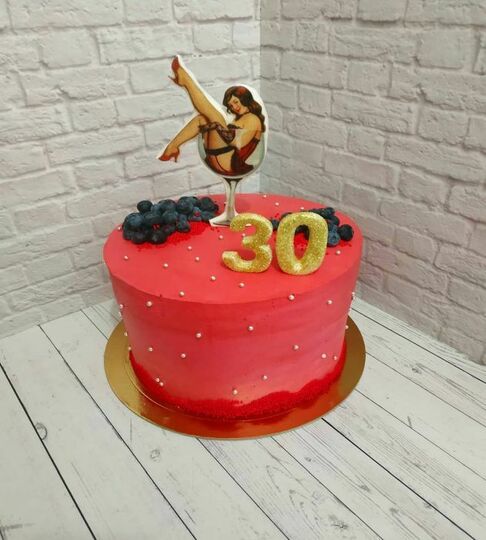 Торт 30 девушка в бокале №474906