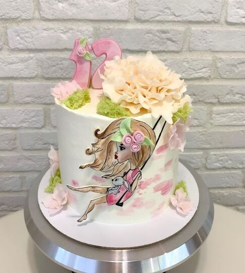 Торт девочке с цветами на 12 лет №134404