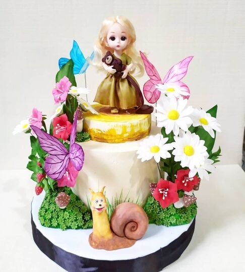 Торт девочке с цветами №134424