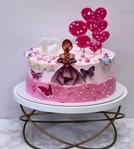 Торт розовый девочке без мастики №149822