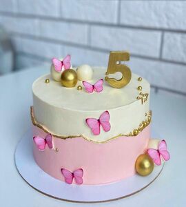 Торт розовый с золотом №142901