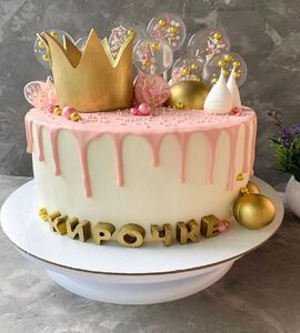 Торт розовый с золотом №142903