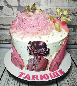 Торт розовый с золотом №142906