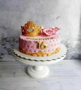 Торт розовый с золотом №142912
