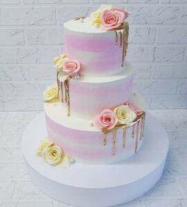 Торт розовый с золотом №142915