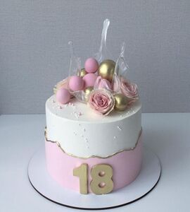 Торт розовый с золотом №142916