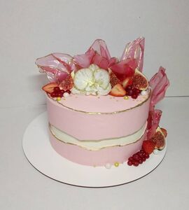 Торт розовый с золотом №142918